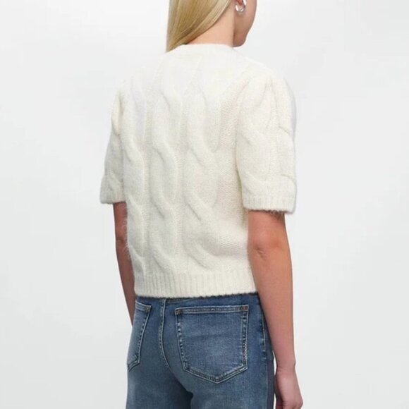 ANINE BING Brittany Cable Stitch Sweater Ivory, M - Picture 3 of 12